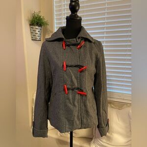 dELiA*s Gray Wool Blend Jacket with Red Toggles